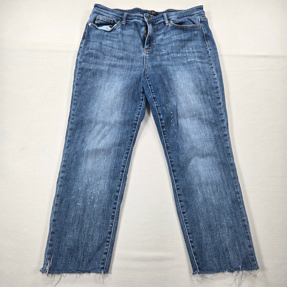 Judy Blue High Rise Cut Off Boyfriend Fit Denim Stretch Jeans Women's Size 15/32